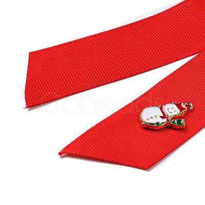 Christmas Polyester Ribbon Safety Pin Brooch JEWB-H012-01A-1