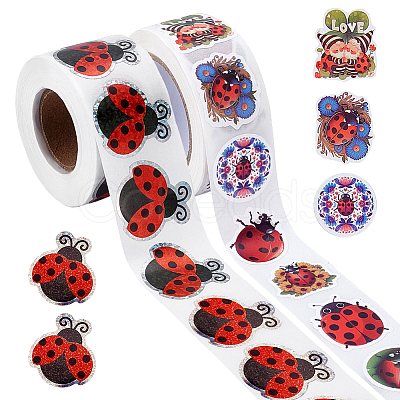 2 Rolls 2 Styles PVC Self Adhesive Stickers STIC-PH0001-08-1