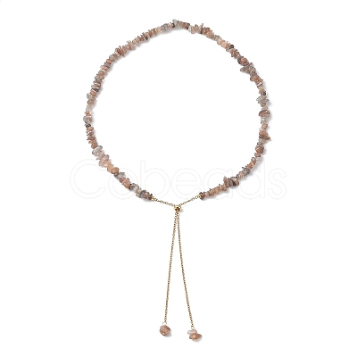 Adjustable Natural Multi-Moonstone Chip Beaded Necklaces NJEW-JN05933-1