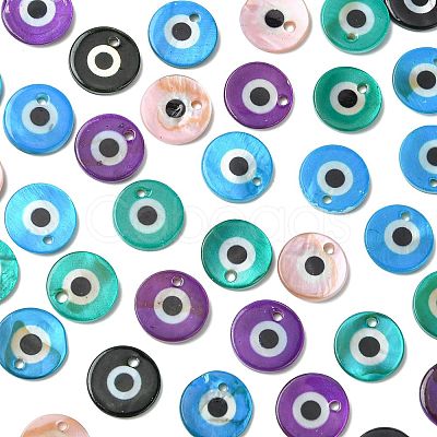 50Pcs Printed Natural Freshwater Shell Charms SHEL-FS0001-19-1