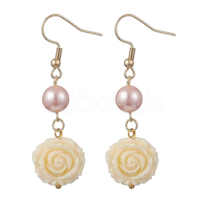304 Stainless Steel Flower Dangle Earrings EJEW-JE06689-1