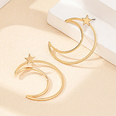 Star with Moon Alloy Stud Earrings FS-WGC80EF-01-1