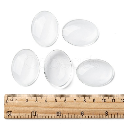 Transparent Oval Glass Cabochons X-GGLA-R022-40x30-1