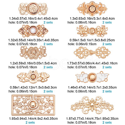 CRASPIRE 20 Sets 10 Styles Alloy Snap Lock Clasps FIND-CP0001-42-1