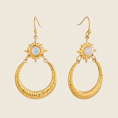 304 Stainless Steel Opalite Dangle Earrings for Women QI1962-1