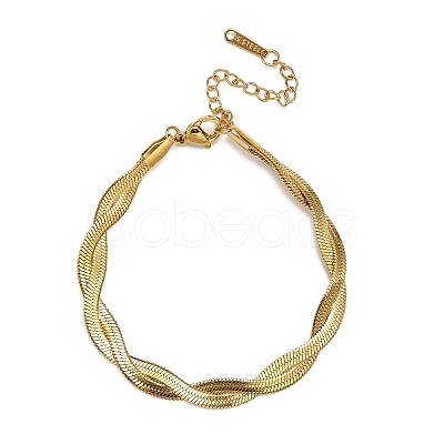 304 Stainless Steel Twist Rope Chain Bracelet for Men Women BJEW-P284-02G-1