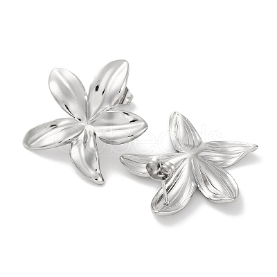 304 Stainless Steel Flower Stud Earrings EJEW-D281-11S-1