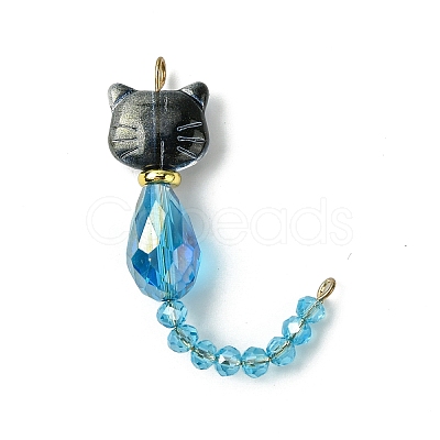 Cat Shapes Glass Links Connector Charms PALLOY-JF03239-1