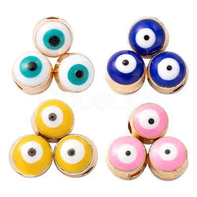 200Pcs 4 Colors Alloy Enamel Beads ENAM-LS0001-82-1