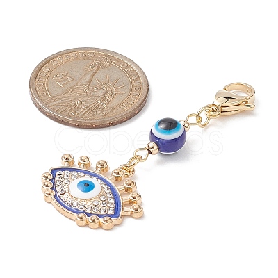 Evil Eye Alloy Enamel with Rhinestone Pendant Decoration HJEW-JM01040-04-1