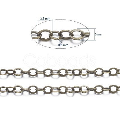 Brass Flat Oval Cable Chains CHC025Y-AB-1