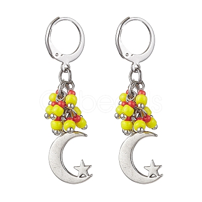 Tibetan Style Alloy Dangle Leverback Earrings EJEW-MZ00119-02-1