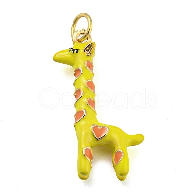 Giraffe Rack Plating Brass Enamel Pendants KK-Q804-15G-1