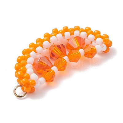 TOHO Glass Seed Beaded Orange Pendants PALLOY-MZ01125-1