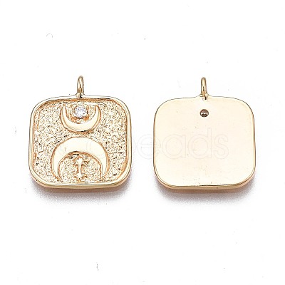 Brass Micro Pave Clear Cubic Zirconia Pendants KK-N232-250-1