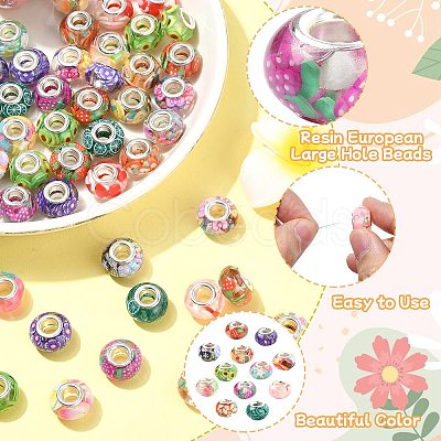 60Pcs 12 Styles Transparent Resin European Rondelle Beads RPDL-CJ0001-08-1