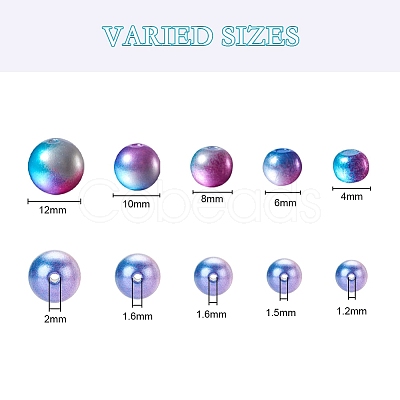 497Pcs 5 Style Rainbow ABS Plastic Imitation Pearl Beads OACR-YW0001-07C-1