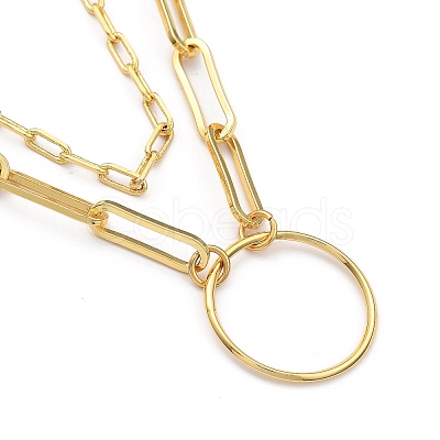 Brass Paperclip Chain Double Layer Necklaces NJEW-JN03054-1