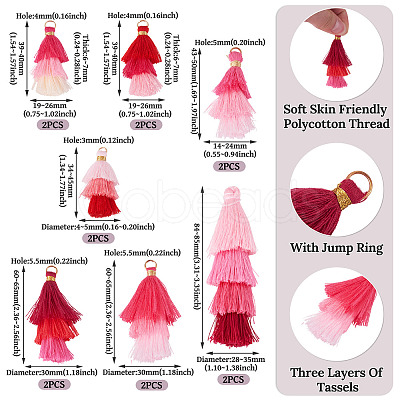 14Pcs 7 Colors Polyester Tassel Pendants FIND-TA0009-44-1