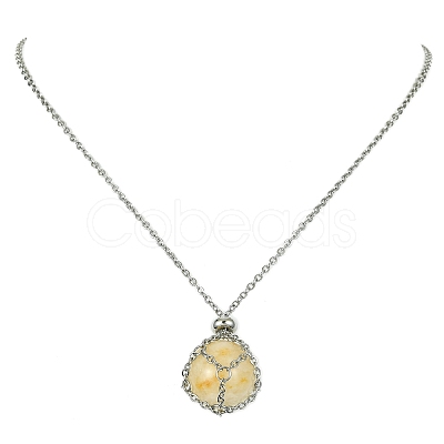 Tarnish Resistant 304 Stainless Steel Cable Chains Macrame Pouch Empty Stone Holder for Pendant Necklaces Making NJEW-TA00086-01-1