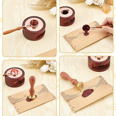 Brass Wax Seal Stamps with Wood Handle AJEW-WH0412-0161-1