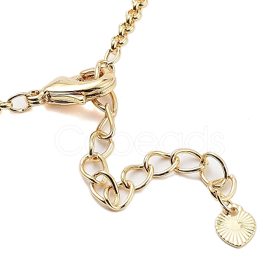 Rack Plating Brass Pave Cubic Zirconia Flat Round & Rectangle Link Necklaces for Women NJEW-B109-01G-01-1