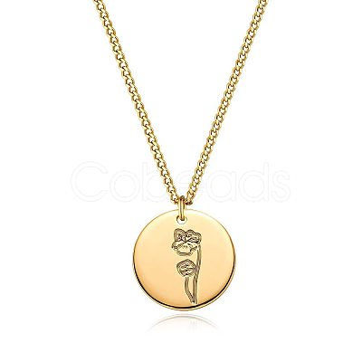 Brass Birth Flower Pendant Necklaces for Women FS-WG9FD20-26-1