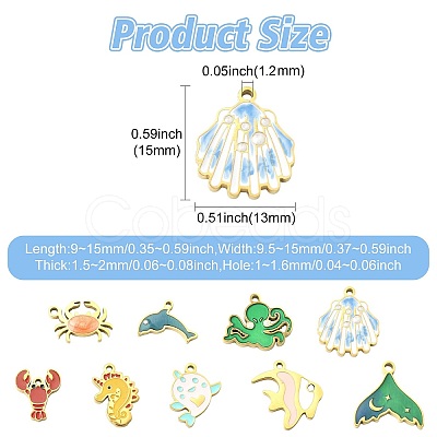 9Pcs 9 Styles 304 Stainless Steel Enamel Pendants STAS-CJ0003-25-1