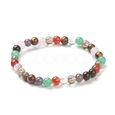 Natural Mixed Stone Beaded Stretch Bracelets BJEW-A117-B-39-1