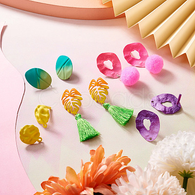 32Pcs 16 Style Spray Painted Iron Stud Earring Findings FIND-TA0001-87-1