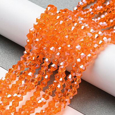 Transparent Electroplate Glass Beads Strands GLAA-F029-4mm-C11-1