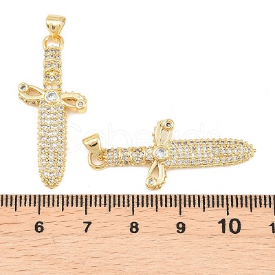 Brass Micro Pave Clear Cubic Zirconia Pendants KK-C170-19G-1