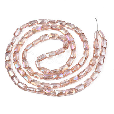 Electroplate Transparent Glass Beads Strands EGLA-N002-25-C01-1