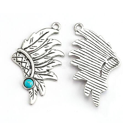 Synthetic Turquoise Alloy Big Pendants FIND-TAC0014-99A-1