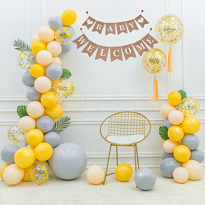 1 Set Word Baby Welcome Linen Hanging Banners Flags AJEW-SP0001-52-1