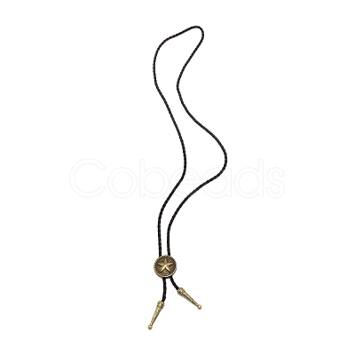 Flat Round with Star Laria Necklace for Men Women NJEW-WH0011-13AB-1