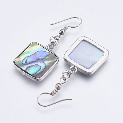 Abalone Shell/Paua Shell Dangle Earrings EJEW-F147-A11-1