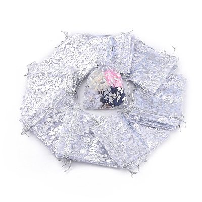 Rose Printed Organza Bags OP-R021-10x12-03-1