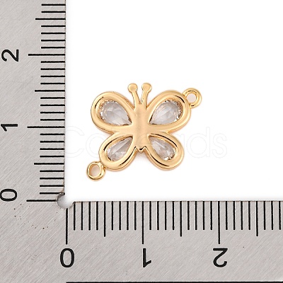 Brass Pave Clear Cubic Zirconia Connector Charms KK-Z066-09G-1