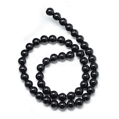 Synthetic Black Stone Bead Strands G-R345-10mm-35-1-1