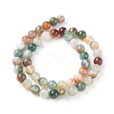 Natural Striped Agate/Banded Agate Beads Strands G-G582-6mm-49-1