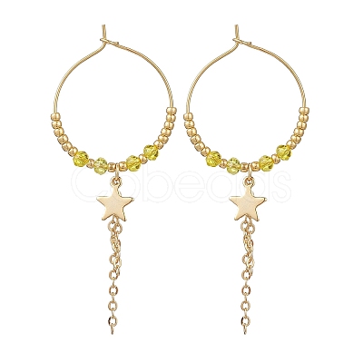 Star Glass Hoop Earrings EJEW-MZ00673-01-1
