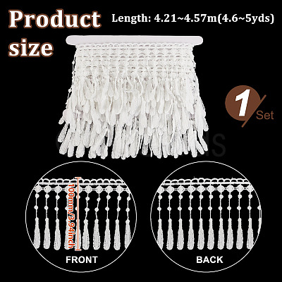 4.6~5 Yards Polyester Tassel Lace Ribbon OCOR-GA0002-16B-1