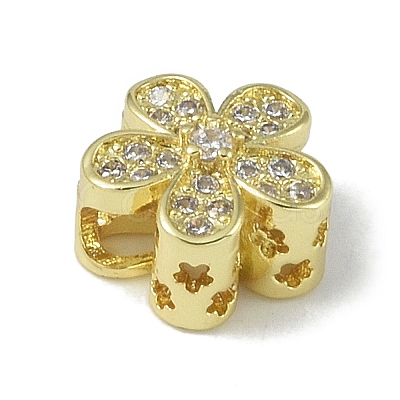Rack Plating Brass Micro Pave Clear Cubic Zirconia Beads KK-A220-11B-G-1
