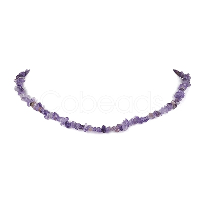 Natural Amethyst Chip Beaded Necklace NJEW-JN04616-06-1
