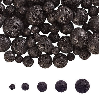 5 Style Natural Lava Rock Round Beads Strands G-CJ0001-52-1
