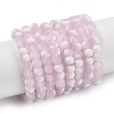 Frosted Crackle Glass Beads Strands GLAA-U001-4mm-M03-1