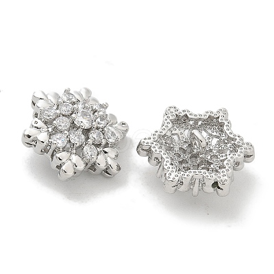 Rack Plating Brass Micro Pave Clear Cubic Zirconia Buttons KK-K293-11P-1