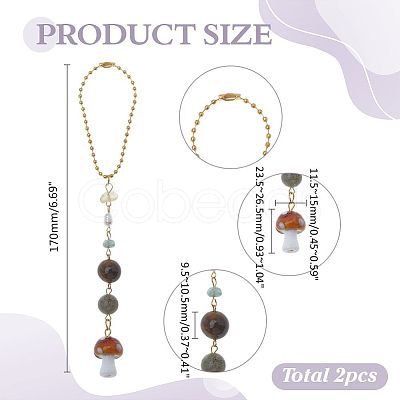 2Pcs Resin Mushroom Pendant Decorations HJEW-ME0001-12B-1