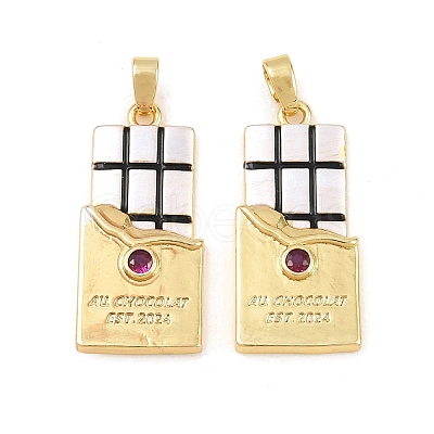 Brass Pave Cubic Zirconia Enamel Pendants KK-G549-03G-1